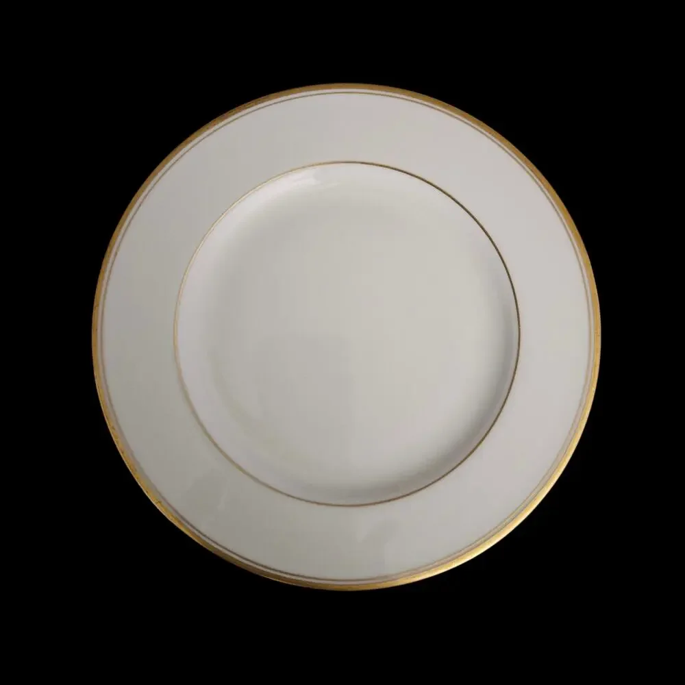 Theodore Haviland New York Oxford Gold Trim Salad Plates Set 2 White Porcelain